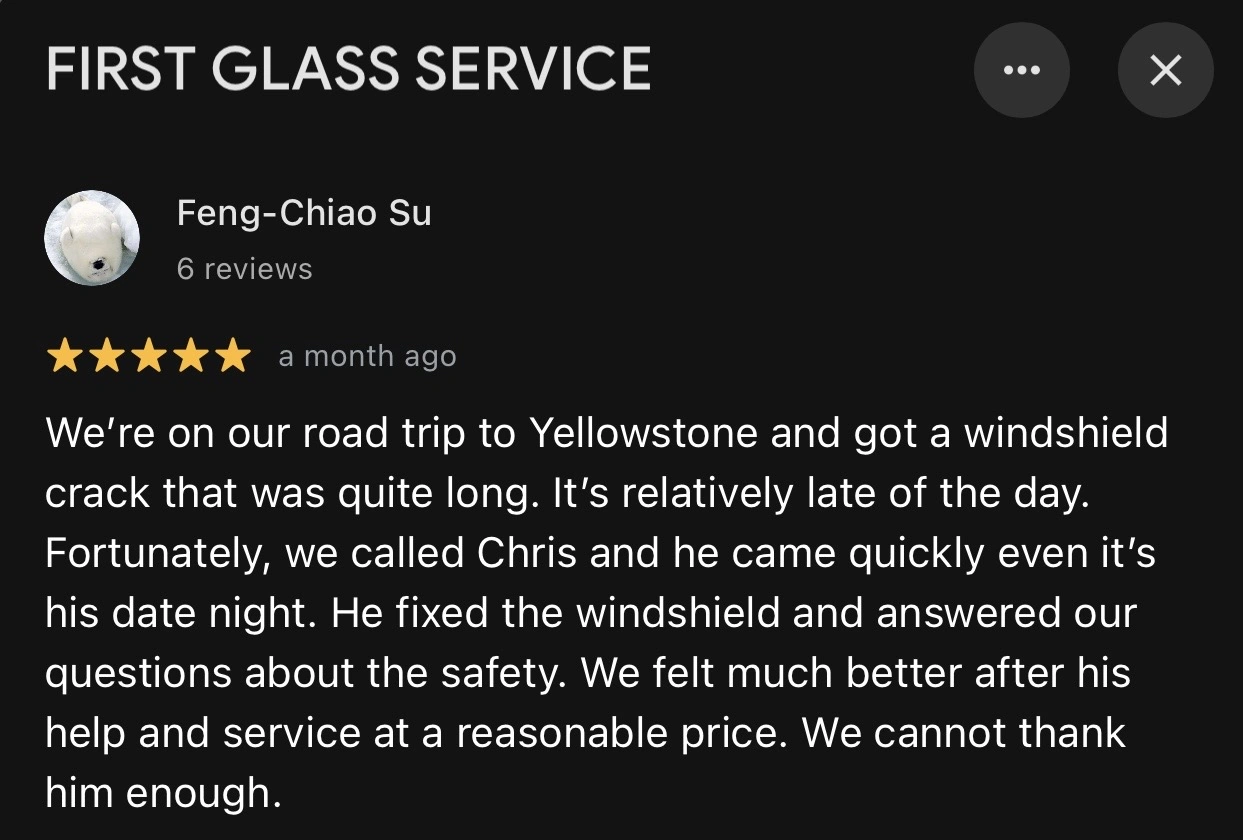 First Glass customer review