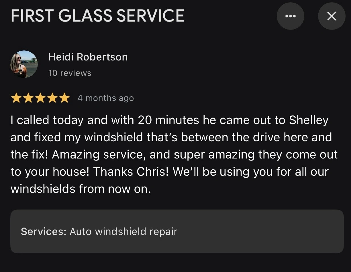 First Glass customer review