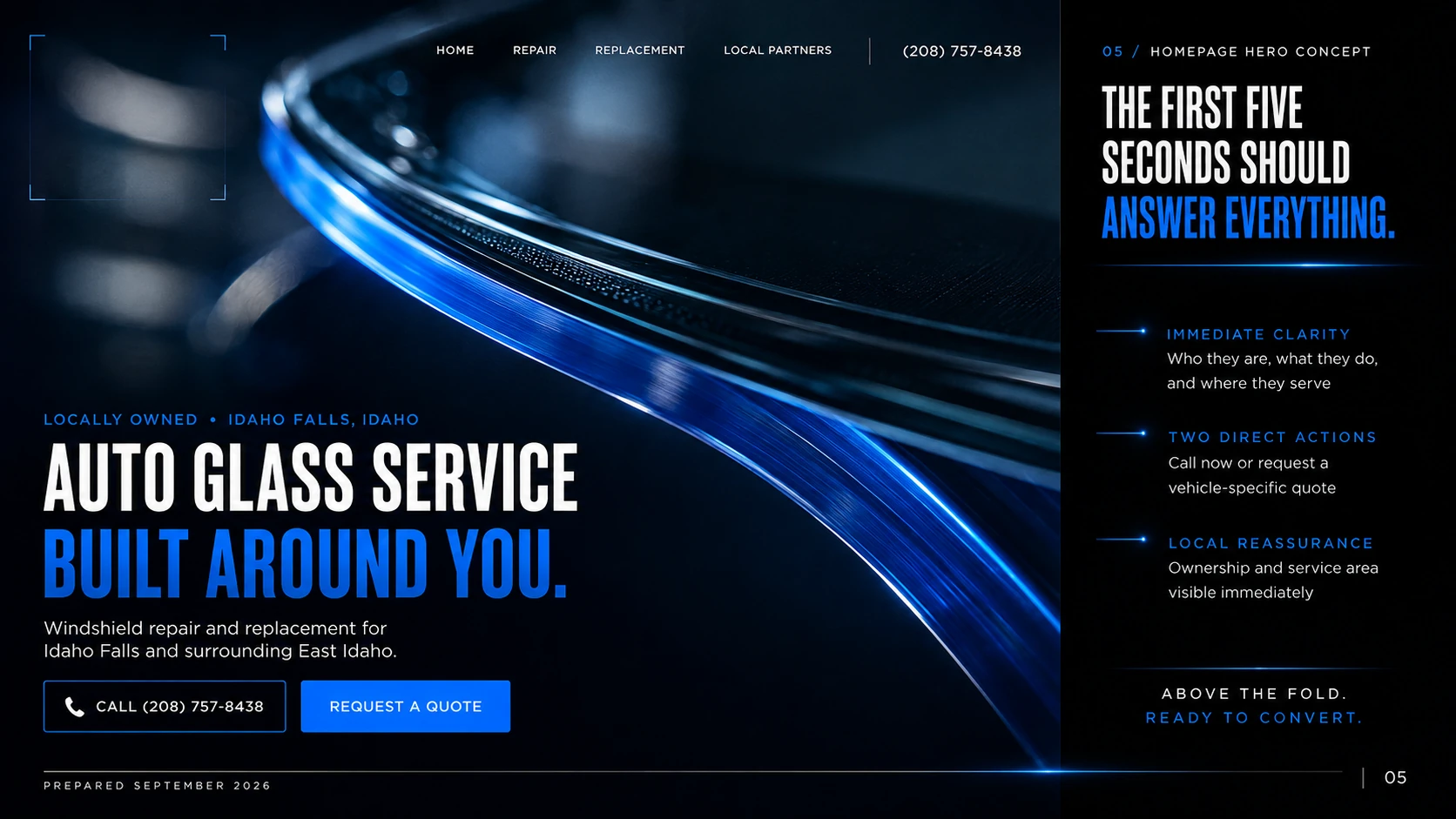 Homepage Hero Concept proposal page
